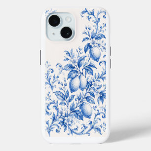 Coque iPhone 15 Étui de téléphone en toile de citron bleu méditerr