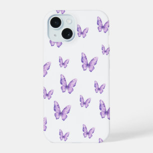 Coque iPhone 15 Étui de téléphone esthétique papillon violet