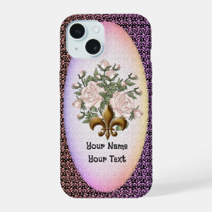 Coque iPhone 15 Étui de téléphone Fleur De Lis Roses