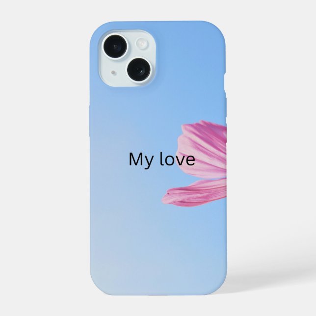 Coque iPhone 15 Étui de téléphone fleur rose esthétique (Verso)
