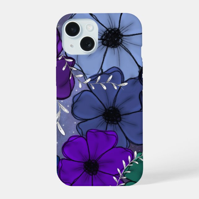 Coque iPhone 15 Étui de téléphone floral (Verso)