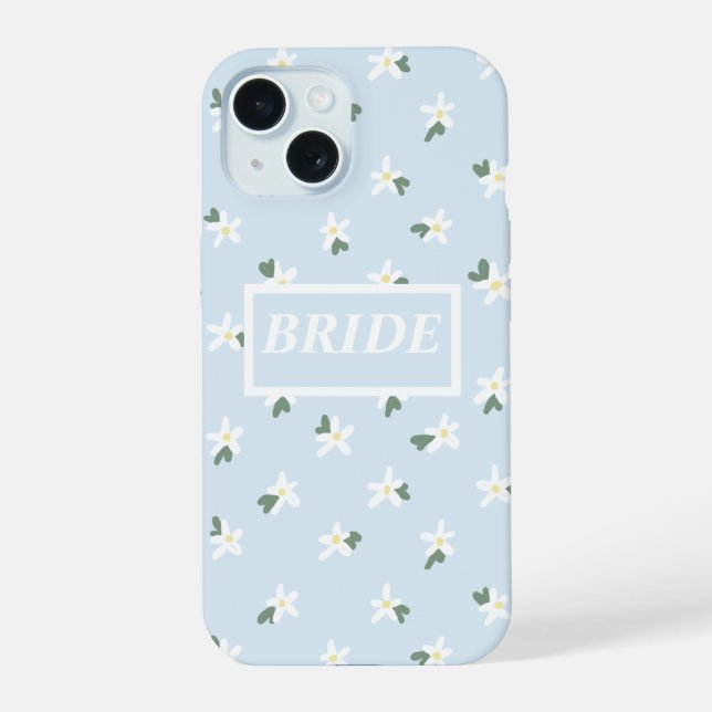 Coque iPhone 15 Étui de téléphone floral pour mariée (Verso)