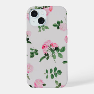 Coque iPhone 15 Étui de téléphone floral rose rose