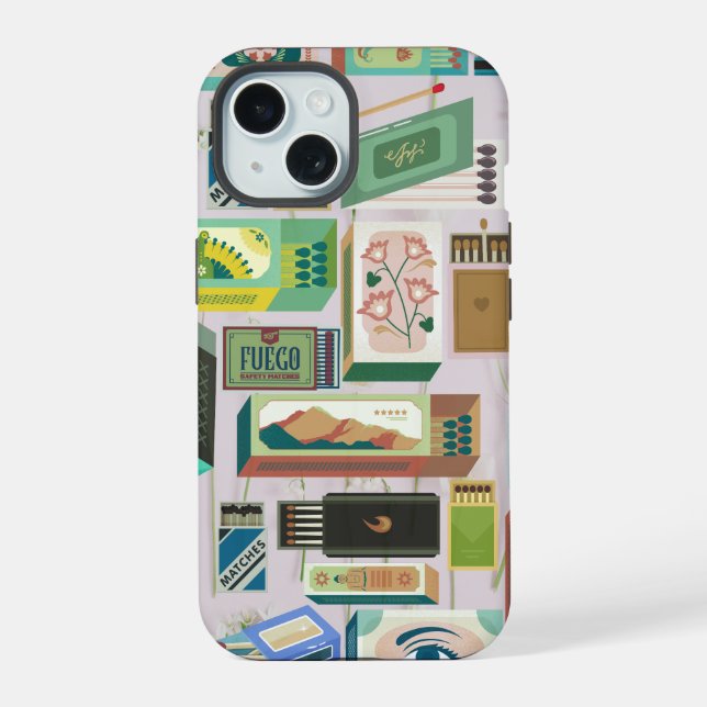 Coque iPhone 15 Étui de téléphone Green Matchbox (Verso)