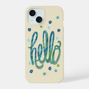 Coque iPhone 15 Étui de téléphone Hello avec des fleurs mignonnes