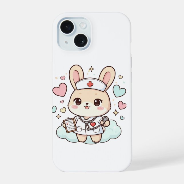 Coque iPhone 15 Étui de téléphone Lapin Infirmière Mignon Kawaii (Verso)