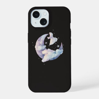 Coque iPhone 15 Étui de téléphone Lune et Nuages Rêveurs