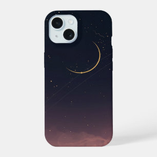 Coque iPhone 15 Étui de téléphone Lune Étoilée Croissant Céleste