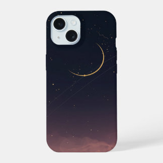 Coque iPhone 15 Étui de téléphone Lune Étoilée Croissant Céleste