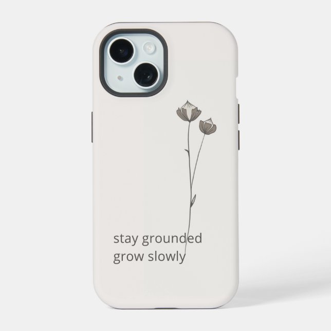 Coque iPhone 15 Étui de téléphone Minimal Flax - Restez Ancré (Verso)