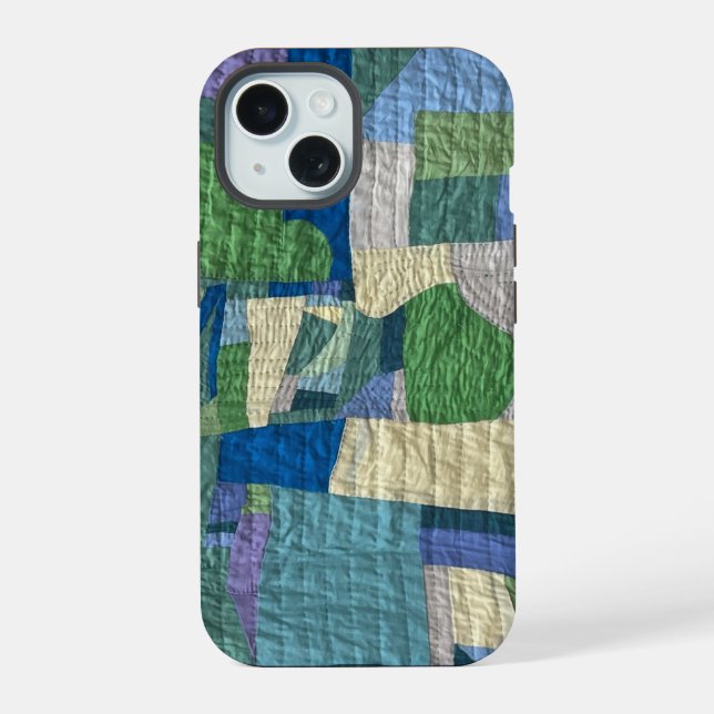 Coque iPhone 15 Étui de téléphone Modern Patchwork Quilt (Verso)