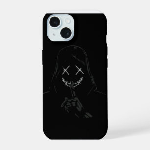 Coque iPhone 15 Étui de téléphone noir avec visage néon lumineuxEd