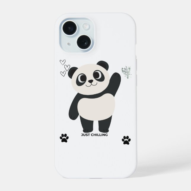 Coque iPhone 15 Étui de téléphone Panda Mignon — Juste en Chillant (Verso)