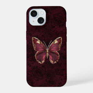 Coque iPhone 15 Étui de téléphone Papillon de Bourgogne gothique F