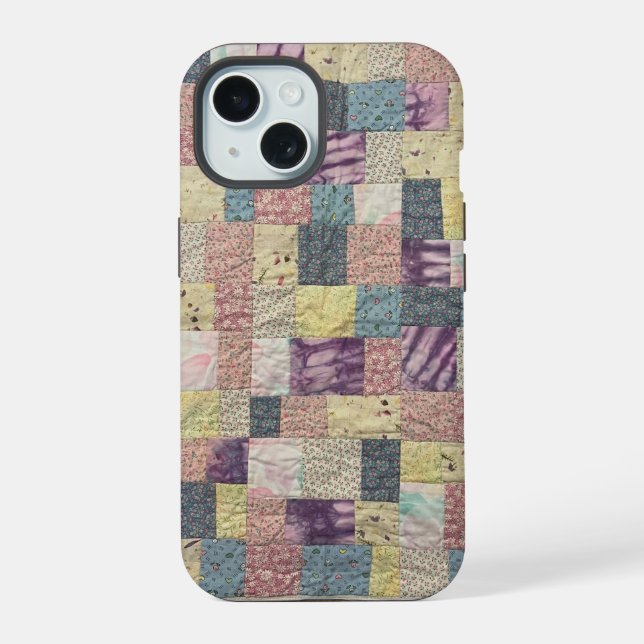Coque iPhone 15 Étui de téléphone Patchwork Pastel (Verso)