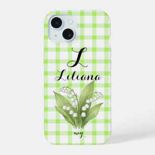 Coque iPhone 15 Étui de téléphone personnalisé avec nom Muguet