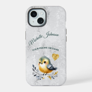 Coque iPhone 15 Étui de téléphone personnalisé avec oiseau folklor