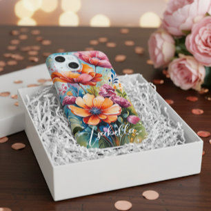 Coque iPhone 15 Étui de téléphone personnalisé motif floral