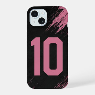 Coque iPhone 15 Étui de téléphone rose et noir personnalisé numéro