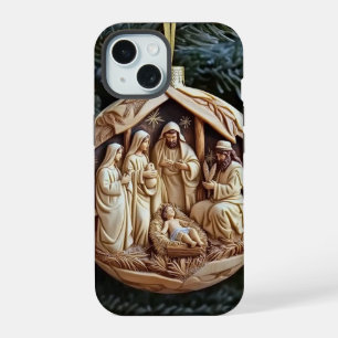 Coque iPhone 15 Étui de téléphone Scène de la Nativité chrétienne