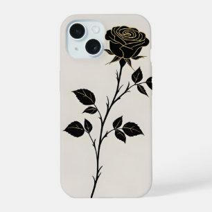 Coque iPhone 15 Étui de téléphone silhouette de rose noire Minim