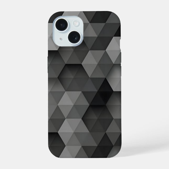 Coque iPhone 15 Étui de téléphone triangle géométrique gris foncé (Verso)