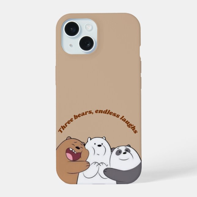 Coque iPhone 15 Étui de téléphone Trois Ours Câlin (Verso)