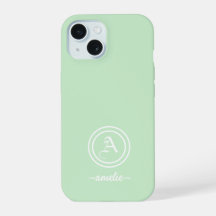 Étui de téléphone vert avec monogramme et nom pers