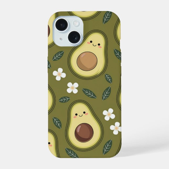 Coque iPhone 15 Étui esthétique à l'avocat (Verso)