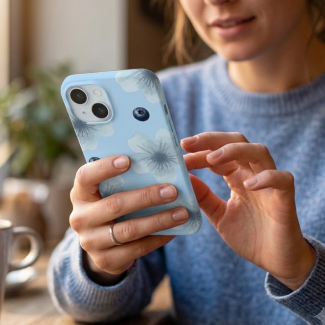 Coque iPhone 15 Étui Fleur Bleu Pastel Esthétique pour Myrtille (Créateur téléchargé)