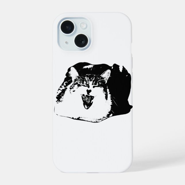 Coque iPhone 15 Étui Gras, Marque de Chat (Verso)
