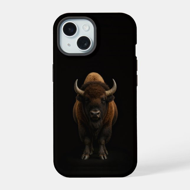 Coque iPhone 15 Étui iPhone 15 Black 4 Luxe, Bison d'Amérique (Verso)