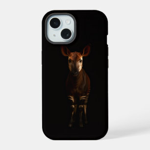 Coque iPhone 15 Étui iPhone 15 Black 4 Luxe, Okapi de la forêt