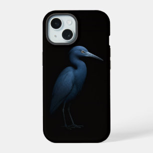 Coque iPhone 15 Étui iPhone 15 Black 4 Luxe, Petit Héron Bleu