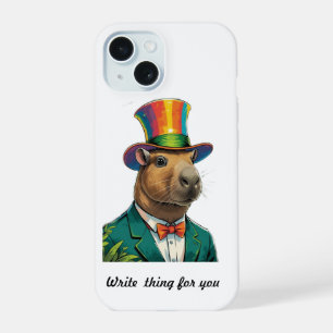 Coque iPhone 15 Étui iPhone 15 Chapeau Haut de Capybara Élégant Co