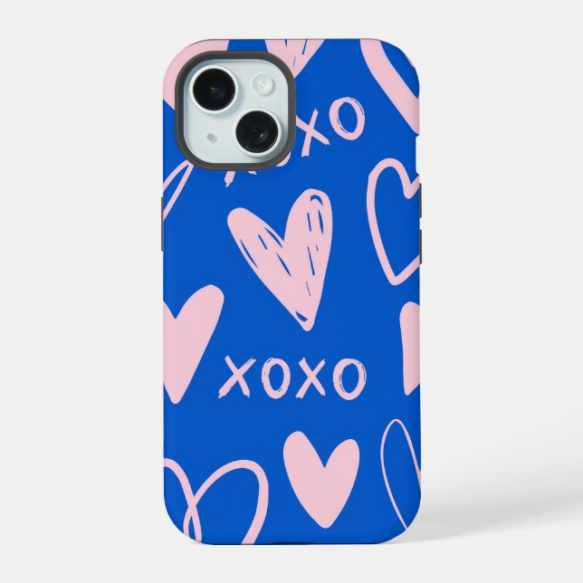Coque iPhone 15 Étui iPhone 15 Cœurs XOXO (Verso)