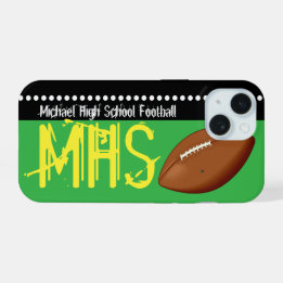 Coque iPhone 15 Étui iPhone 15 Football Ajoutez Votre Nom