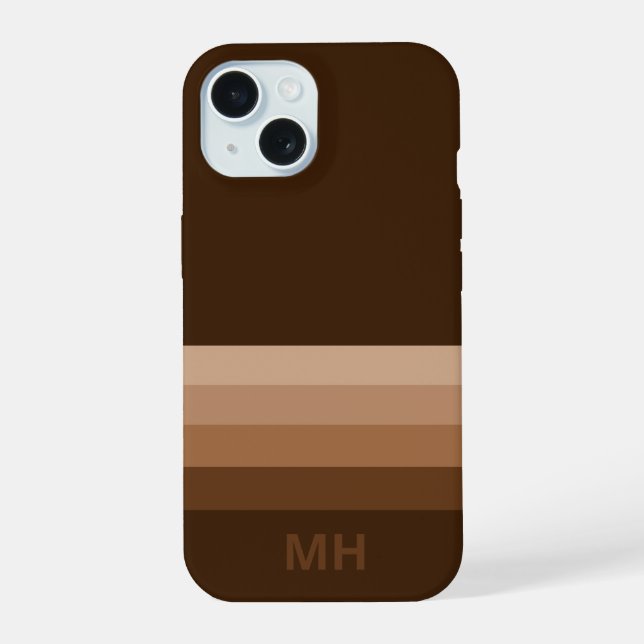Coque iPhone 15 Étui iPhone 15 Monogramme Rayures Classiques (Verso)