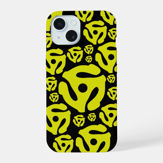 Coque iPhone 15 Étui iPhone 15 noir avec insert de disque 45 tours (Verso)