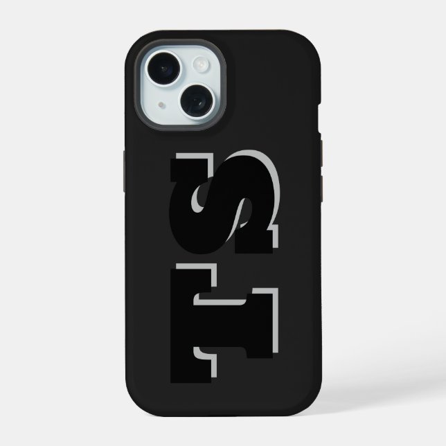 Coque iPhone 15 Étui iPhone 15 personnalisé avec initiales grasses (Verso)