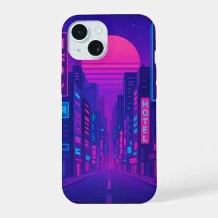 Coque iPhone 15 Étui iPhone 15 Ville Néo Cyberpunk – Style Vaporwa