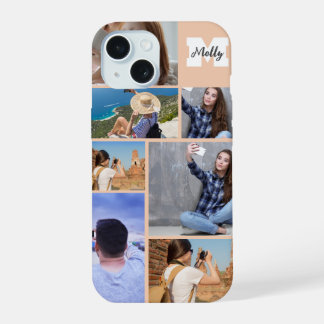 Coque iPhone 15 Étui iPhone à monogramme avec collage moderne de 7