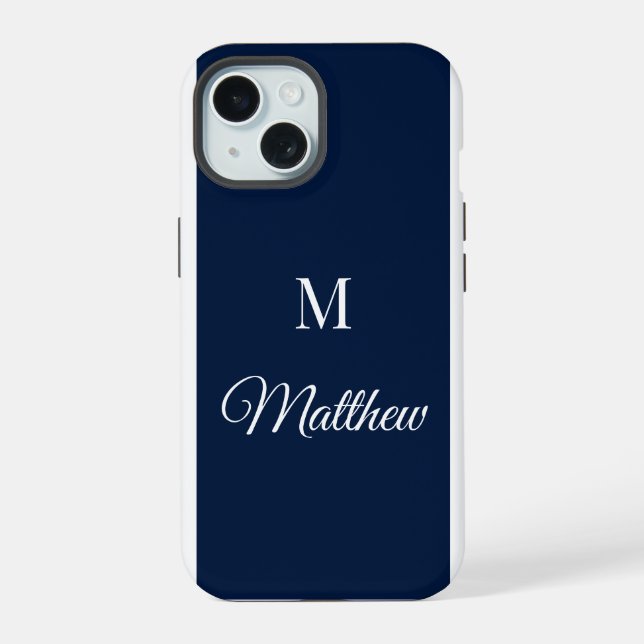 Coque iPhone 15 Étui iPhone à monogramme personnalisé (Verso)