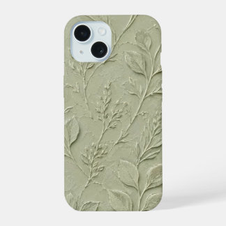 Coque iPhone 15 Étui iPhone à motif de feuille botanique vert saug