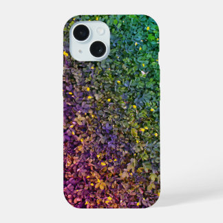 Coque iPhone 15 Étui iPhone à texture de feuilles colorées