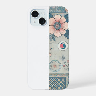 Coque iPhone 15 Étui iPhone Art Floral Coréen