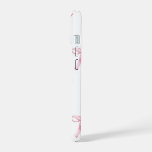 Coque iPhone 15 Étui iPhone avec nœud rose (Côté gauche)