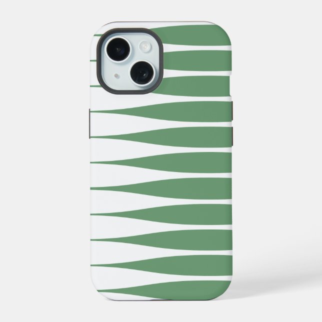 Coque iPhone 15 Étui iPhone blanc et vert strié (Verso)