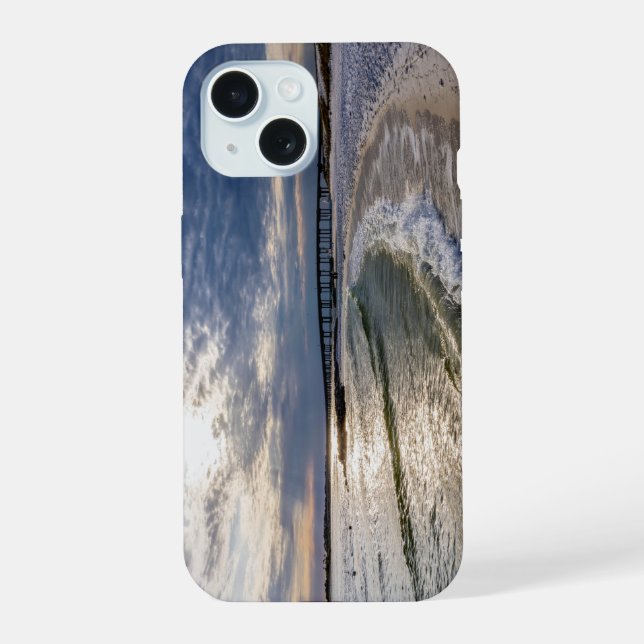 Coque iPhone 15 Étui iPhone Destin Floride Soir Vagues (Verso)