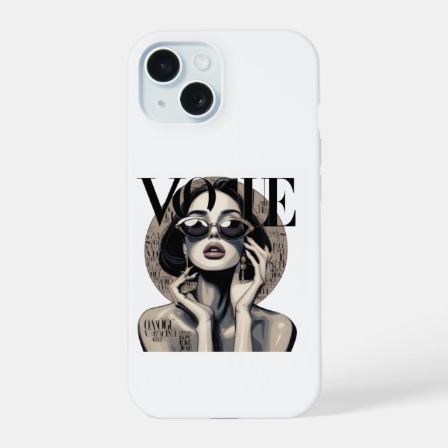 Coque iPhone 15 Étui iPhone Fille Esthétique Vogue | Mode Luxe (Verso)